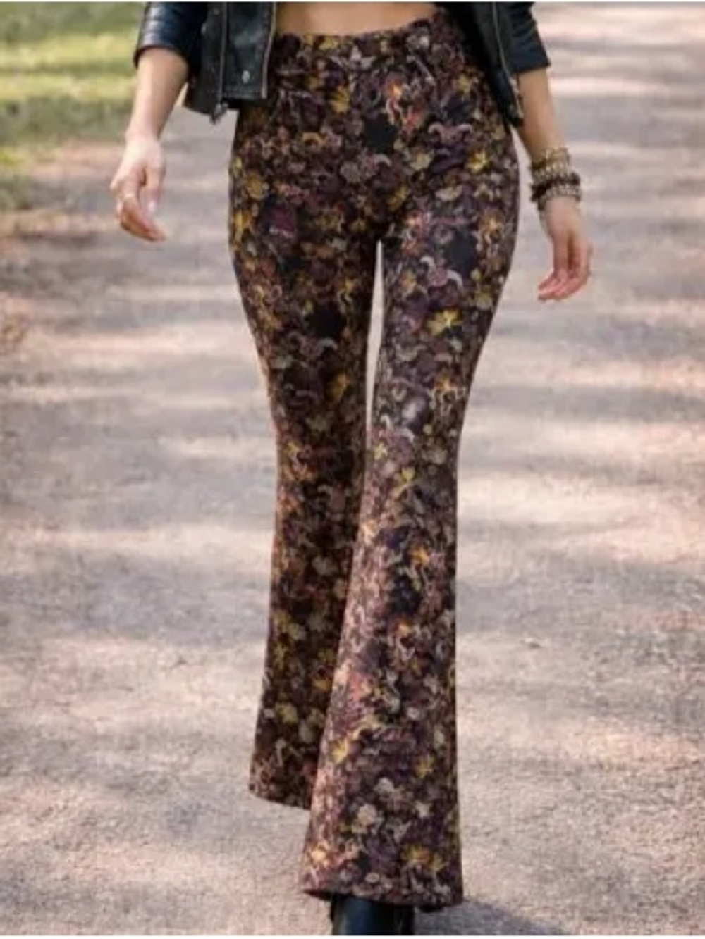 Wrangler Fierce Flare Corduroy Pants Midnight Floral High Rise Size 10